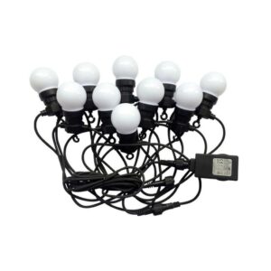 V-TAC Catenaria 5m con 10 Lampadine mini Globo LED 5W Colore Bianco con Schuko e Trasformatore 6000K IP44