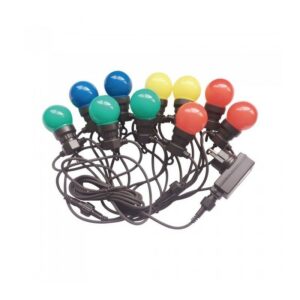 V-TAC Catenaria 5m con 10 Lampadine mini Globo LED 5W RGB con Schuko e Trasformatore IP44