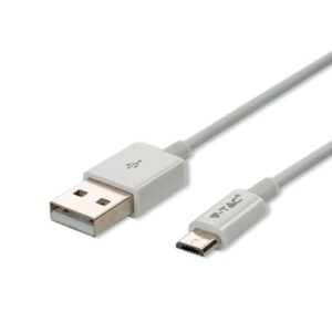 V-TAC Cavo da Micro-USB a USB-A 1m Ricarica 1A Silver Series Colore Bianco