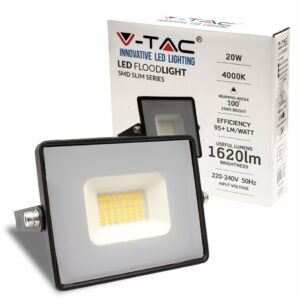 V-TAC Faro LED SMD 20W E-Series G2 Colore Nero 4000K IP65