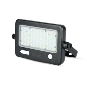 V-TAC Faro LED con Pannello Solare 10W con Sensore PIR e USB Colore Nero 4000K IP65