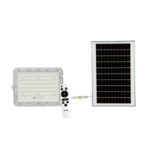 V-TAC Faro LED con Telecomando e Pannello Solare 15W Batteria sostituibile Cavo da 3m Colore Bianco 6400K