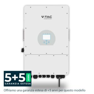 V-TAC Inverter Fotovoltaico Deye Trifase Ibrido On-Grid/Off-Grid 5kW con Schermo LCD Touch a Colori e Smart Meter Integrato inclusi TA e WiFi Garanzia 5 Anni (Estendibile a 10 Anni) IP65