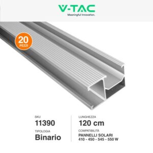 V-TAC Italia Kit Struttura in Alluminio per montaggio 10 Pannelli Fotovoltaici 35mm per installazione su Tetto in Lamiera Grecata in Verticale