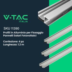 V-TAC Italia Kit Struttura in Alluminio per montaggio 6 Pannelli Fotovoltaici 35mm per installazione su Tetto Piano con Inclinazione Fissa