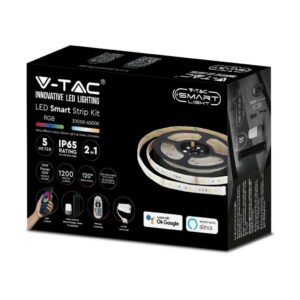 V-TAC Kit per Strip LED SMD5050 15W/m 90 LED/m RGB+3IN1 5m Compatibile con Alexa e Google Home con Telecomando e Alimentatore IP65