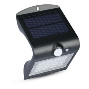 V-TAC Lampada LED Solare da Muro a Batteria 1,5W 150LM/W 14LED con Sensore PIR Colore Nero 4000K IP65