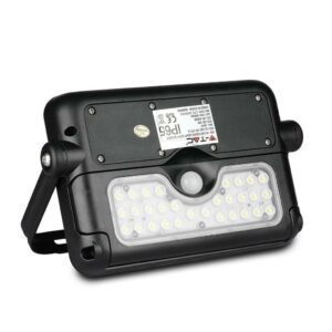 V-TAC Lampada LED Solare da Muro a Batteria 5W 30LED con Sensore di Movimento e Crepuscolare a Basi Inclinabili 4000K IP65