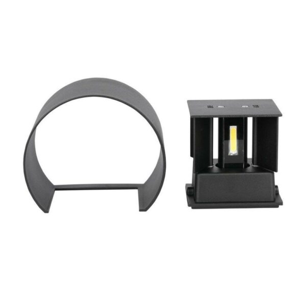 V-TAC Lampada LED da Muro Arrotondata Doppio LED COB 5W 140LM/W Colore Nero Satinato Fascio Luminoso Regolabile 3000K IP65