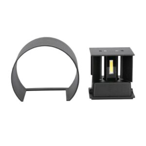 V-TAC Lampada LED da Muro Arrotondata Doppio LED COB 5W 140LM/W Colore Nero Satinato Fascio Luminoso Regolabile 4000K IP65