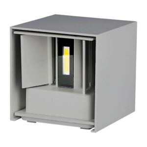 V-TAC Lampada LED da Muro Quadrata Doppio LED COB 11W Colore Grigio Satinato Fascio Luminoso Regolabile 3000K IP65