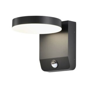 V-TAC Lampada LED da Muro Rotonda 17W 150LM/W con Sensore Colore Nero 4000K IP65