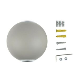 V-TAC Lampada LED da Muro Sferica 6W 110LM/W Doppio Fascio Luminoso Colore Grigio 3000K IP65