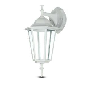 V-TAC Lampada LED da Muro a Lanterna con Portalampada E27 (Max 60W) Attacco verso il basso Colore Bianco IP44