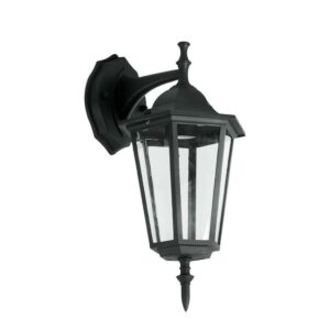 V-TAC Lampada LED da Muro a Lanterna con Portalampada E27 (Max 60W) Attacco verso il basso Colore Nero IP44