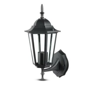 V-TAC Lampada LED da Muro a Lanterna con Portalampada E27 (Max 60W) Attacco verso l alto Colore Nero IP44