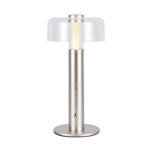 V-TAC Lampada LED da Tavolo 1W Colore Champagne e Bianco Trasparente Ricaricabile con USB C Touch Dimmerabile 3000K