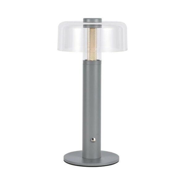 V-TAC Lampada LED da Tavolo 1W Colore Grigio e Bianco Trasparente Ricaricabile con USB C Touch Dimmerabile 3000K