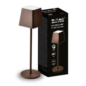 V-TAC Lampada LED da Tavolo 2W Colore Corten in Alluminio ricaricabile con USB C Touch Dimmerabile 3000K IP54