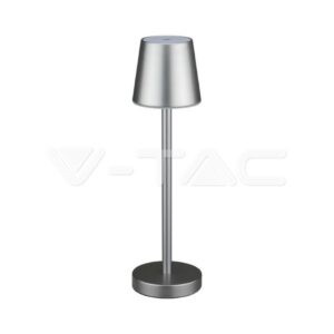 V-TAC Lampada LED da Tavolo 3W Colore Grigio ricaricabile con Micro-USB Touch Dimmerabile 3000K