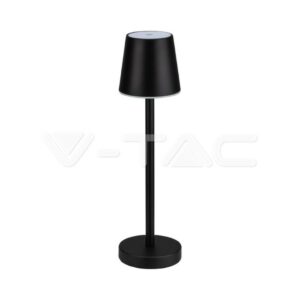 V-TAC Lampada LED da Tavolo 3W Colore Nero ricaricabile con Micro-USB Touch Dimmerabile 4000K