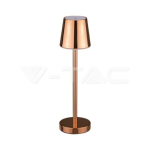 V-TAC Lampada LED da Tavolo 3W Colore Rame ricaricabile con Micro-USB Touch Dimmerabile 3000K