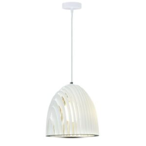 V-TAC Lampadario LED a Campana Prismatica in Metallo con Portalampada E27 (Max 60W) Colore Bianco