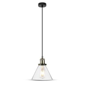 V-TAC Lampadario LED a Campana in Vetro con Portalampada E27 (Max 60W) Colore Trasparente