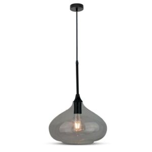 V-TAC Lampadario LED a Goccia in Vetro Lucido con Portalampada E27 (Max 60W) Colore Nero