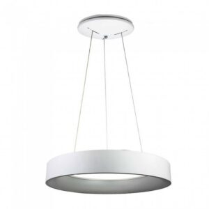 V-TAC Lampadario LED a Sospensione Circolare 30W in Metallo Colore Bianco d: 60cm h: 120cm 3000K