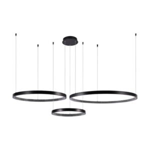 V-TAC Lampadario LED a Sospensione con 3 Cerchi 57W in Metallo Colore Nero 151*91*108cm 3000K