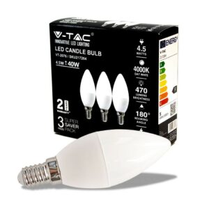 V-TAC Lampadina LED E14 4,5W Candela 4000K (Box 3 Pezzi)