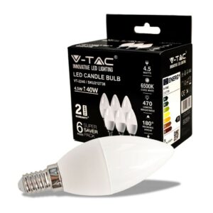 V-TAC Lampadina LED E14 4,5W a Candela 6500K (Box 6 pezzi)