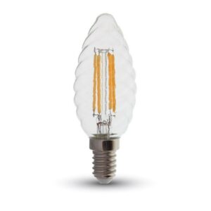 V-TAC Lampadina LED E14 4W 100LM/W Candela Tortiglione Filamento 3000K Dimmerabile