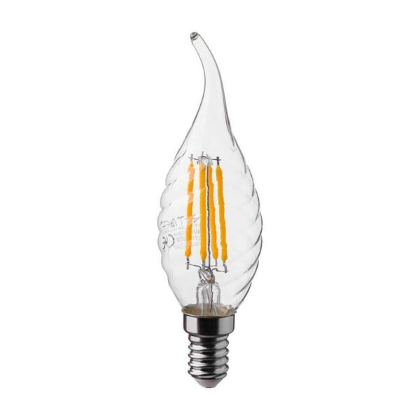 V-TAC Lampadina LED E14 4W 100LM/W Candela a Fiamma Tortiglione Filamento 4000K