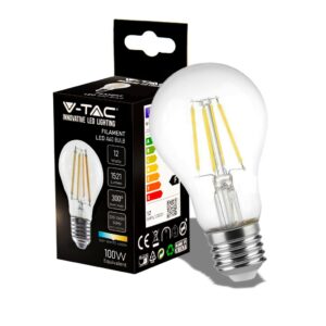 V-TAC Lampadina LED E27 12W 125LM/W A70 Filamento 4000K