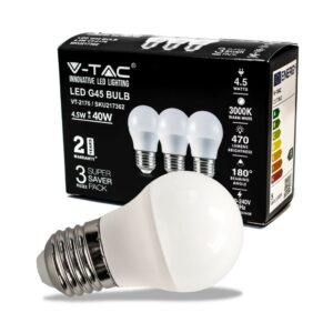 V-TAC Lampadina LED E27 4,5W G45 3000K (Box 3 pezzi)