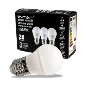 V-TAC Lampadina LED E27 4,5W G45 4000K (Box 3 pezzi)