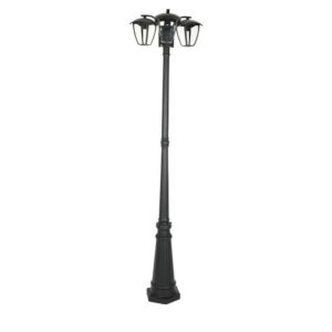 V-TAC Lampione LED con Portalampada E27 (Max 3*60W) Colore Nero h: 199cm IP44