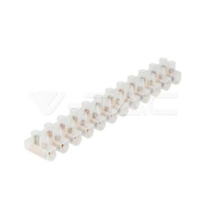 V-TAC Morsettiera 12 Connettori per Cavo Elettrico 10A da 10mm Colore Bianco (Confezione 10pz)