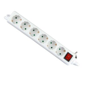 V-TAC Multipresa con Cavo 1,5m 6 Prese 10A 2P + Schuko e Interruttore Luminoso Spina Schuko Colore Bianco