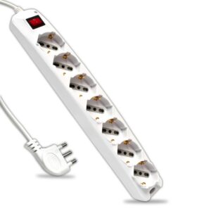 V-TAC Multipresa con Cavo 1,5m 7 Prese 10/16A 2P+T Bipasso + Schuko Interruttore Luminoso Spina 16A 2P+T Colore Bianco