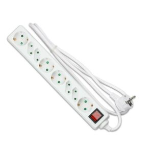 V-TAC Multipresa con Cavo 1,5m 8 Prese 4 10A 2P + Schuko 4 10A Inclinate e Interruttore Luminoso Spina Schuko Colore Bianco