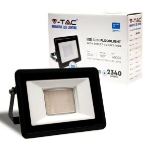 V-TAC PRO Faro LED Chip Samsung 30W Colore Nero 6500K IP65