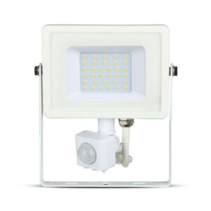 V-TAC PRO Faro LED Chip Samsung 30W con Sensore di Movimento e Crepuscolare e Interruttore Manuale di Bloccaggio Colore Bianco 6400K IP65