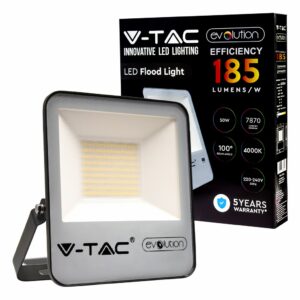 V-TAC PRO Faro LED Chip Samsung 50W 185LM/W Colore Nero 4000K IP65