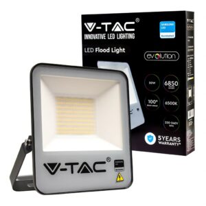 V-TAC PRO Faro LED SMD Chip Samsung 50W 137LM/W Colore Nero 6500K IP65