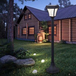 V-TAC PRO Lampada LED Solare Samsung da giardino con Palo Colore Nero Opaco 3000K+6000K IP65