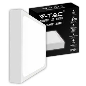 V-TAC Plafoniera LED Quadrata 18W Colore Bianco 6500K IP44