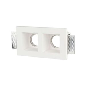 V-TAC Portafaretto LED Doppio da Incasso Rettangolare 2*GU10 e GU5.3 (MR16) Corpo in Gesso Bianco